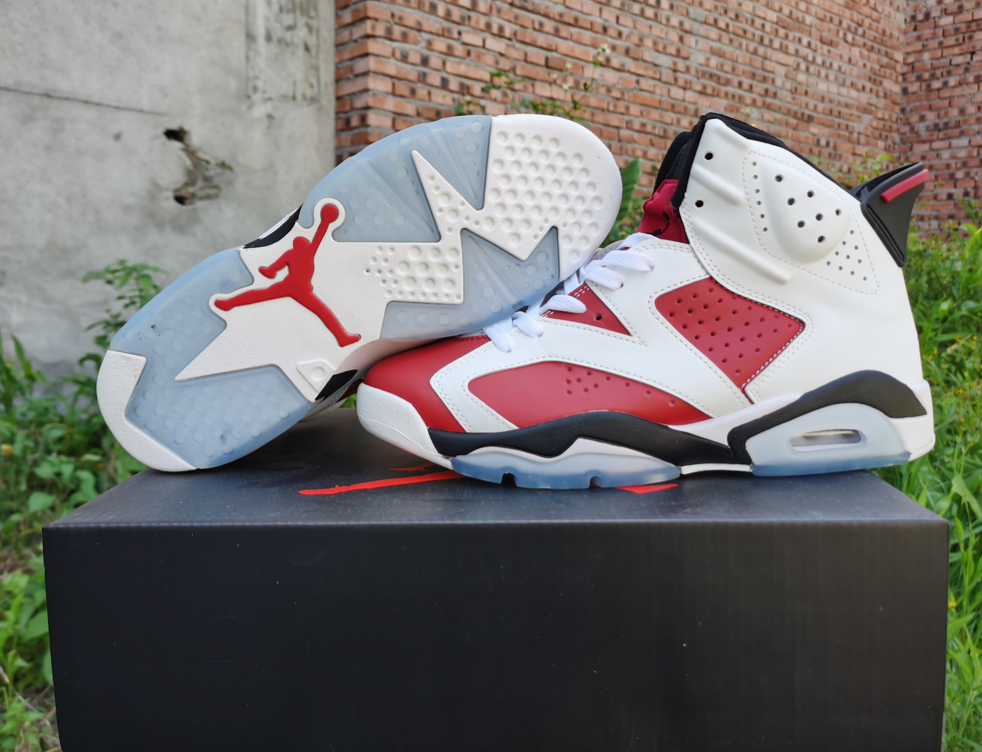 Men's Running Weapon Air Jordan 6 White Red Shoes 005